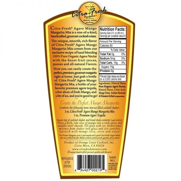 Agave Mango Margarita Mix (750 ml.) - Image 3