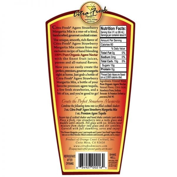 Agave Strawberry Margarita Mix (750 ml.) - Image 3